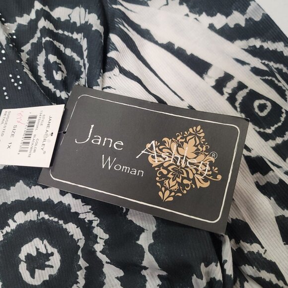 Jane Ashley Psychedelic Ribbed Artsy Top Size 1X Y2K Phoebe Jeweled Long Sleeve - Picture 5 of 10